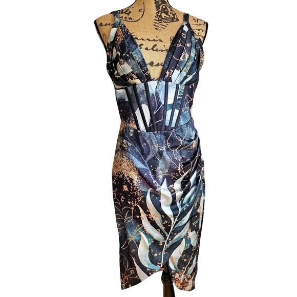 averie Kaylani Draped Midi Dress Floral Magic Print, NWT, NEW, Sz M - Picture 2 of 12